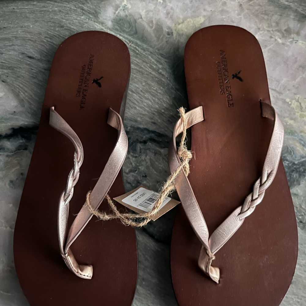 American Eagle Outfitters Braided Rose Gold Sandals 8